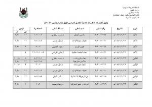 Schedule of the Exams for the Practical Courses for the First Semester of the Academic Year 1442 A.H.